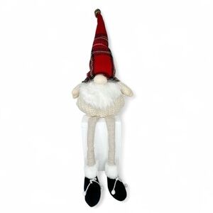 Sleigh Hill Gnome Christmas Holiday Plush, Plaid Hat, White Sweater 22”x10”